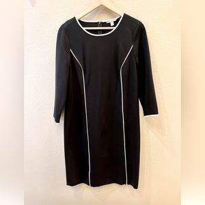 Banana Republic Women’s Black Ponte Sheath Dress with White Piping Size 14